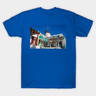 Greece. Mykonos. Windmill. T-Shirt